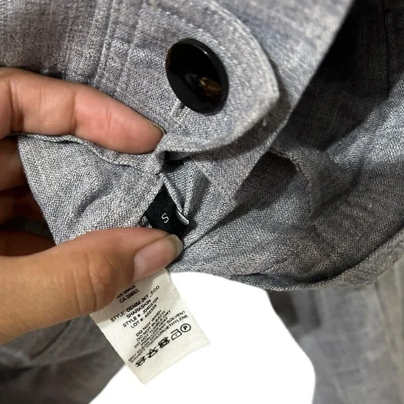 THEORY Melange Linen Eco Denim Sharkskin Gray Blazer Button Down Jacket Top